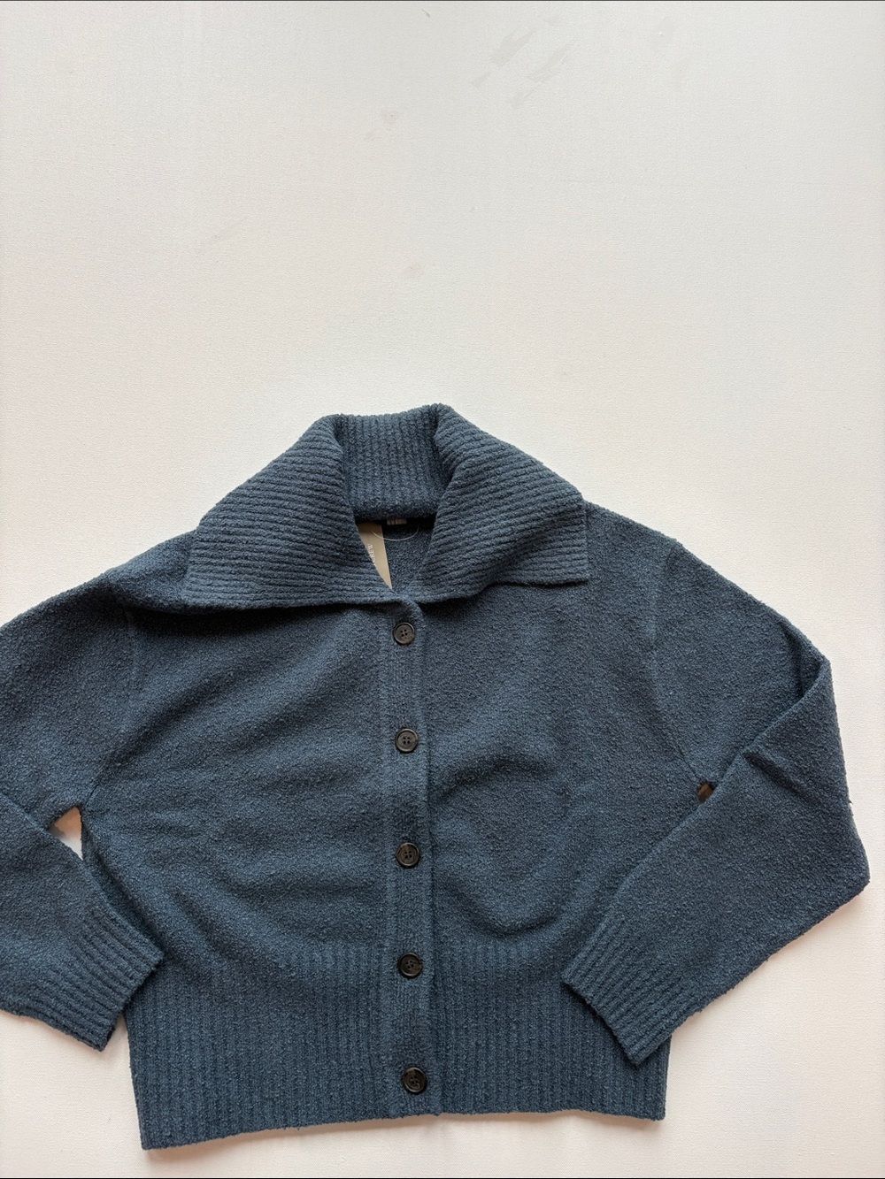 J.Crew Collared Cotton-Blend Boucle Cardigan Sweater-NWT-Midnight-Size MEDIUM - Picture 9 of 11